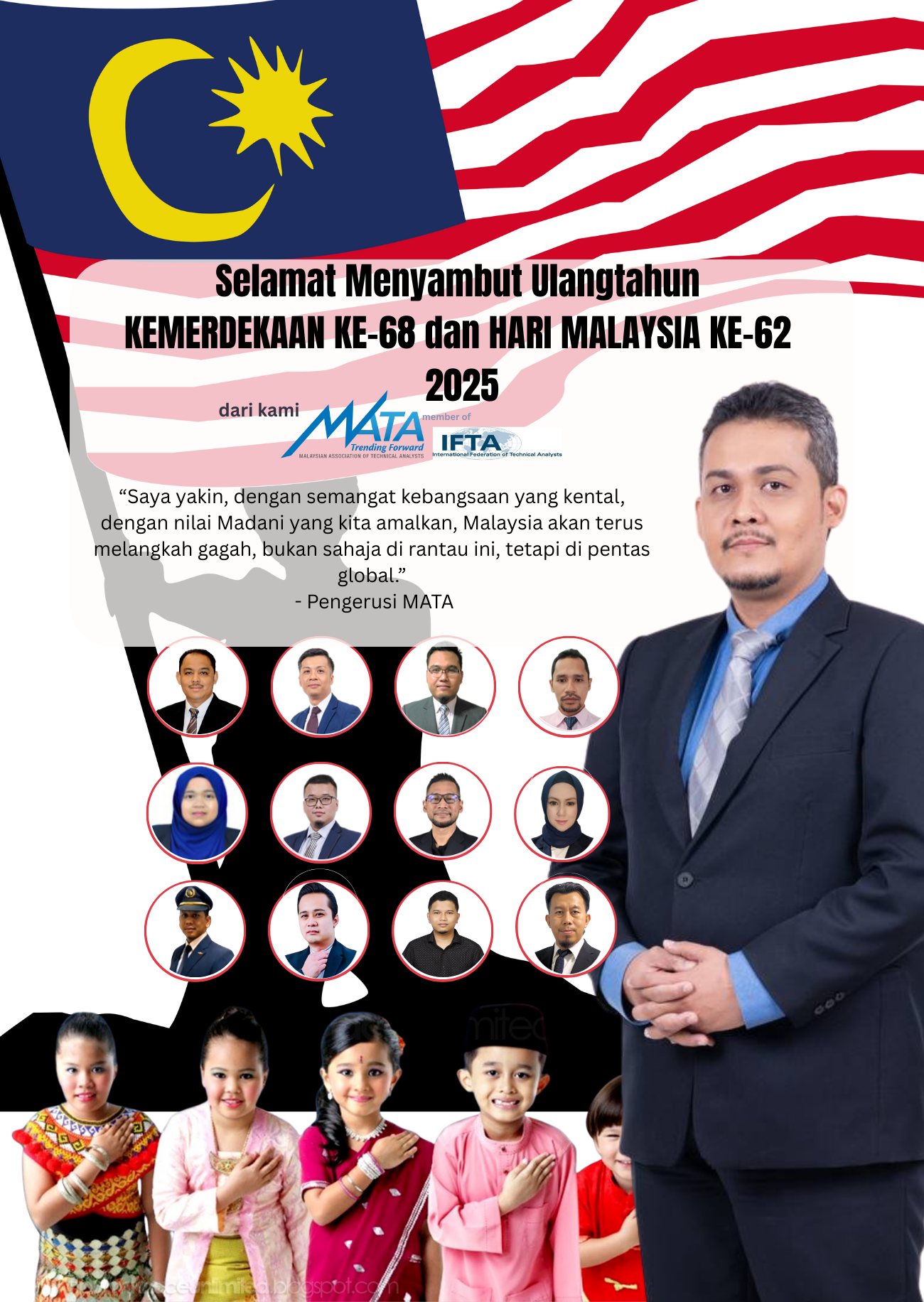 “Modern Malaysia Merdeka poster seen through the eyes of youth, blending historical icons with contemporary visuals, national flag, and cultural identity.”
